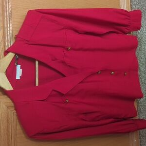 Red Button-Up Blouse